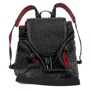 B46 CHRISTIAN LOUBOUTIN Explorafunk Spikes Backpack Black/Red 15Lx11Wx6D